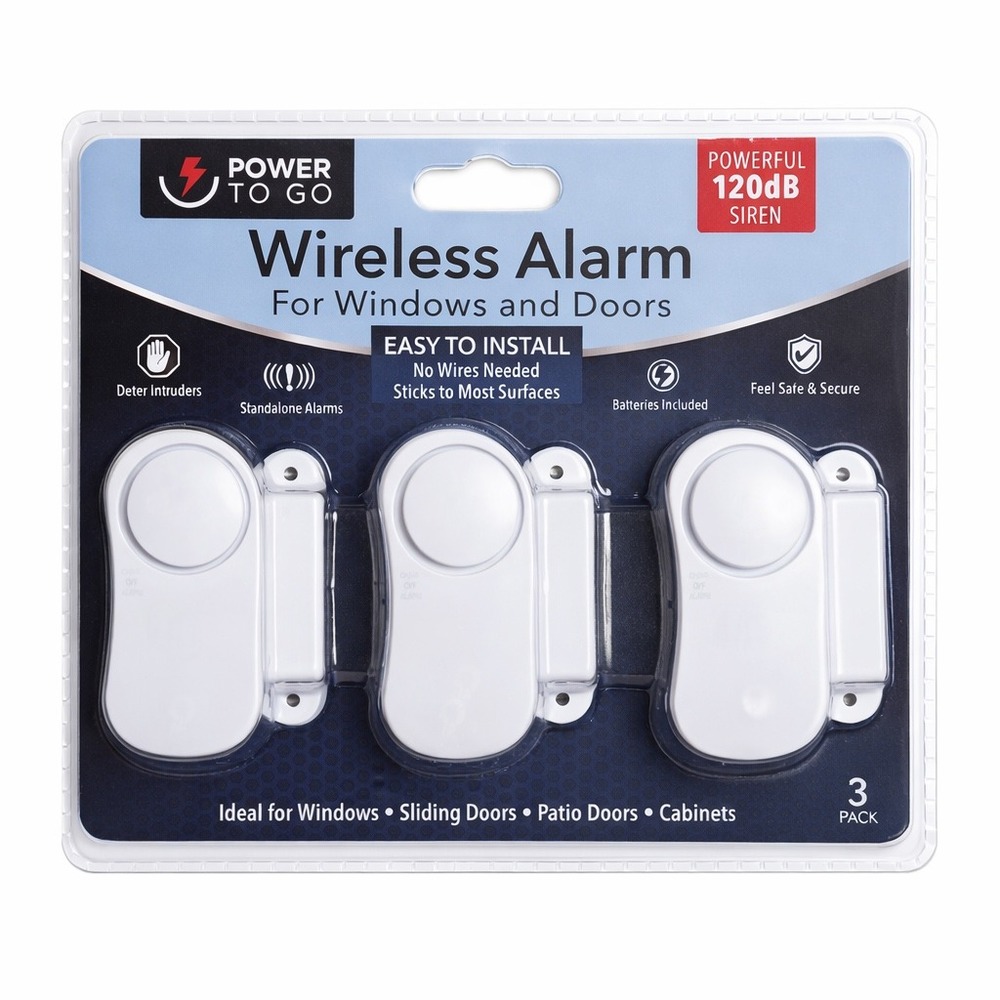 Power to Go Wireless Alarm For Windows‎ and Doors 3 Pack Powerful 120dB Siren